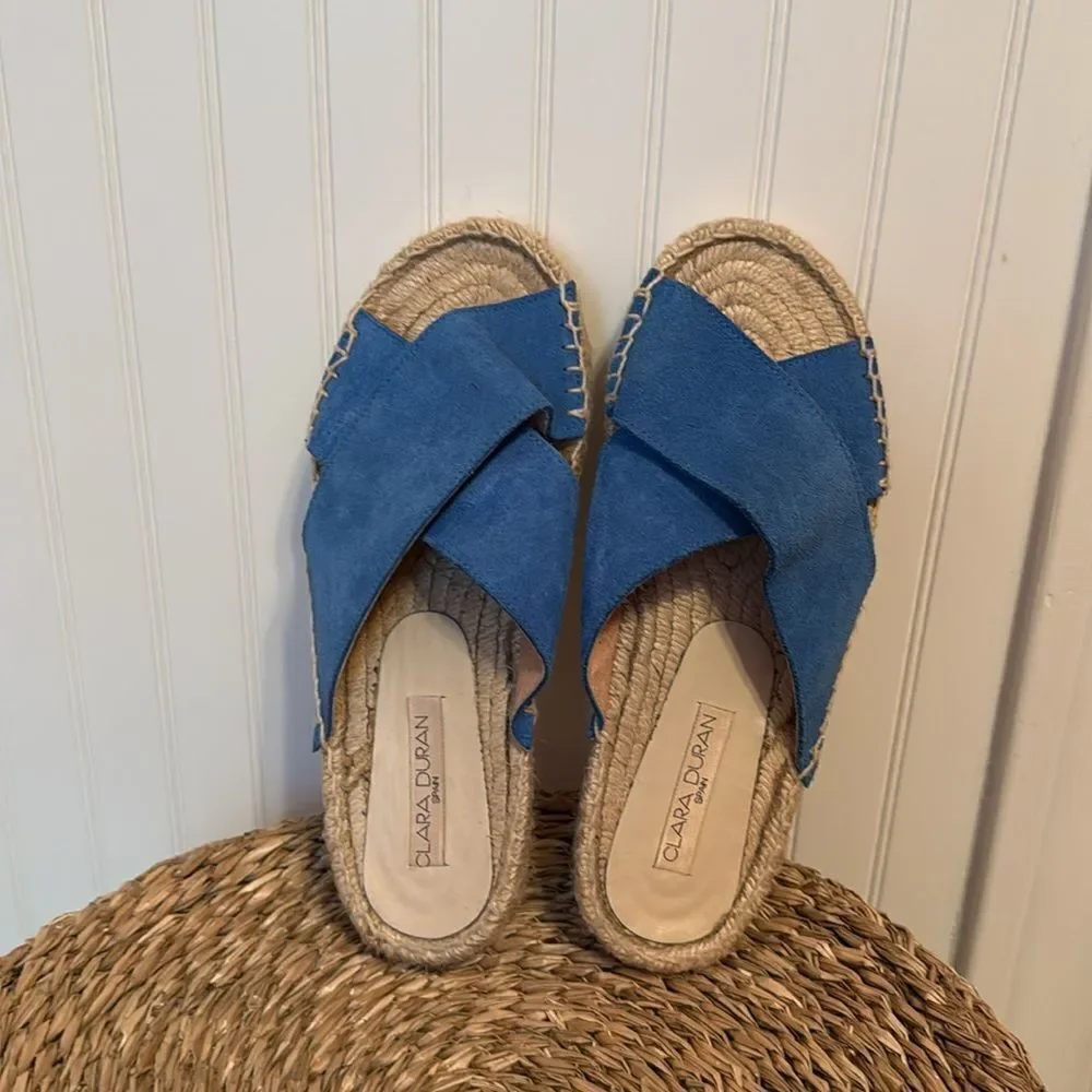 Clara Duran Spain Blue Espadrille Sandals - 37 - Good Condition